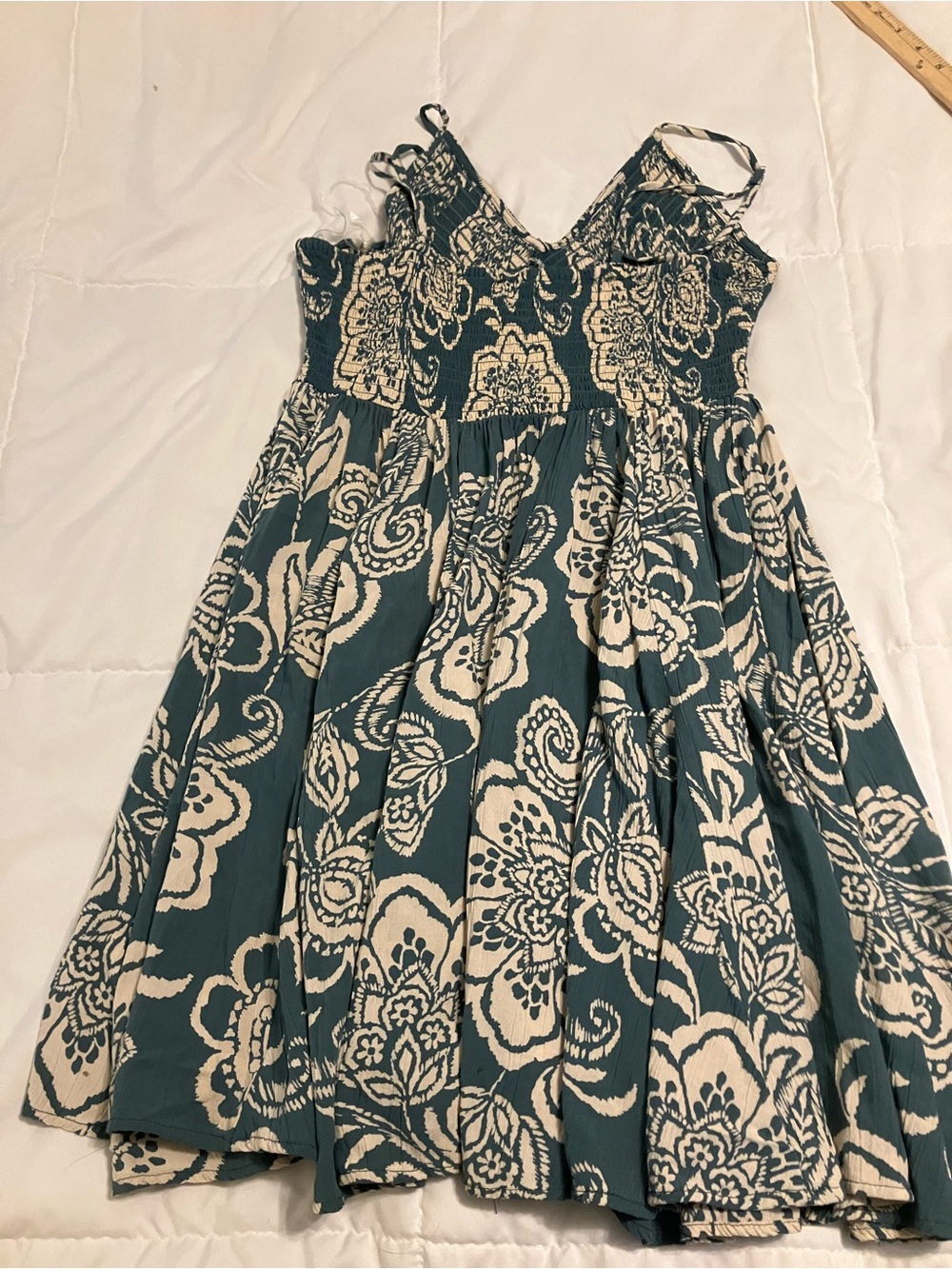 Angie Teal and Cream Floral Sundress